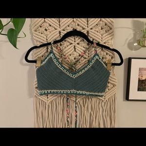 Green crochet bikini top